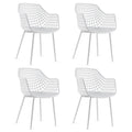 Set of 4 Heavy Duty Modern Dining Chair with Airy Hollow Backrest-White