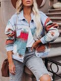 Geometric Button Up Long Sleeve Jacket