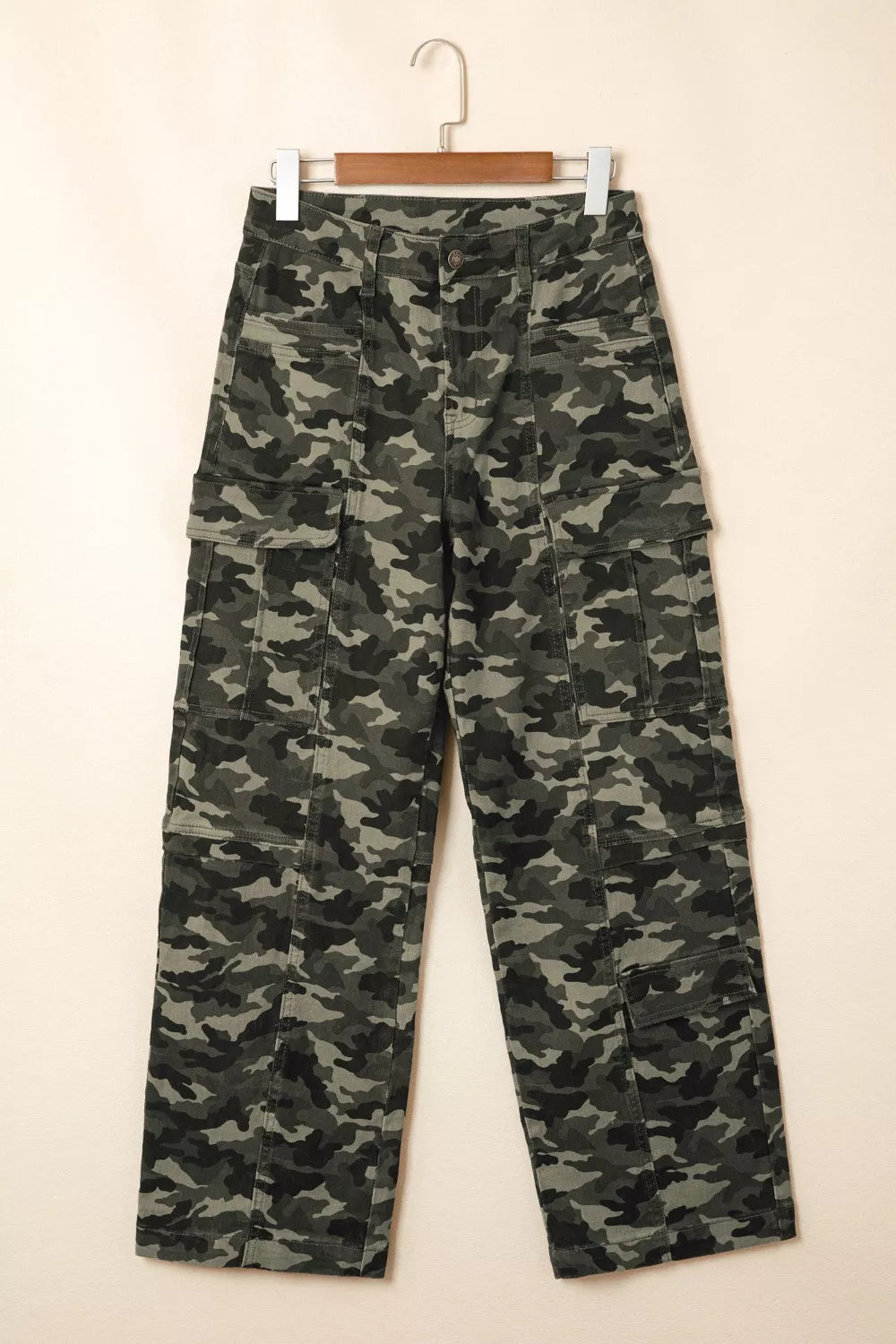 Camouflage Print Multi Pocketed Women's Denim Pants
