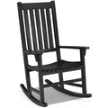 Indoor Outdoor Wooden High Back Rocking Chair-Black