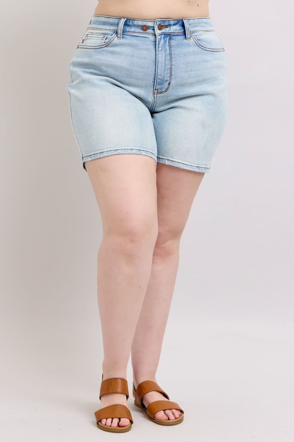 2 Button Denim Shorts with Pockets