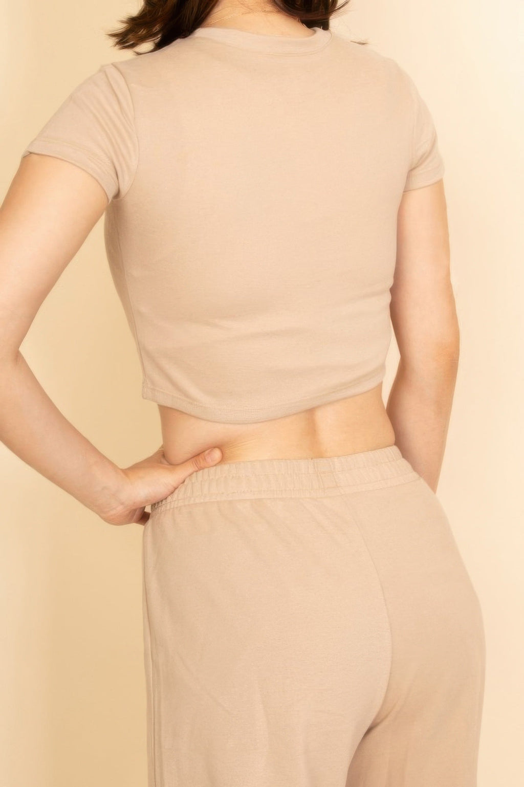 2-piece Crop Tee & Wide Leg Lounge Pants Set
