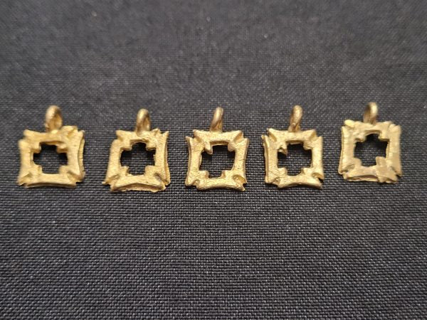 African brass pendant, 5 Adinkra symbol charms