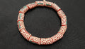 Adinkra Glass Beads, 14 Red and Cream Humility and Strength Beads, AAB# 1655
