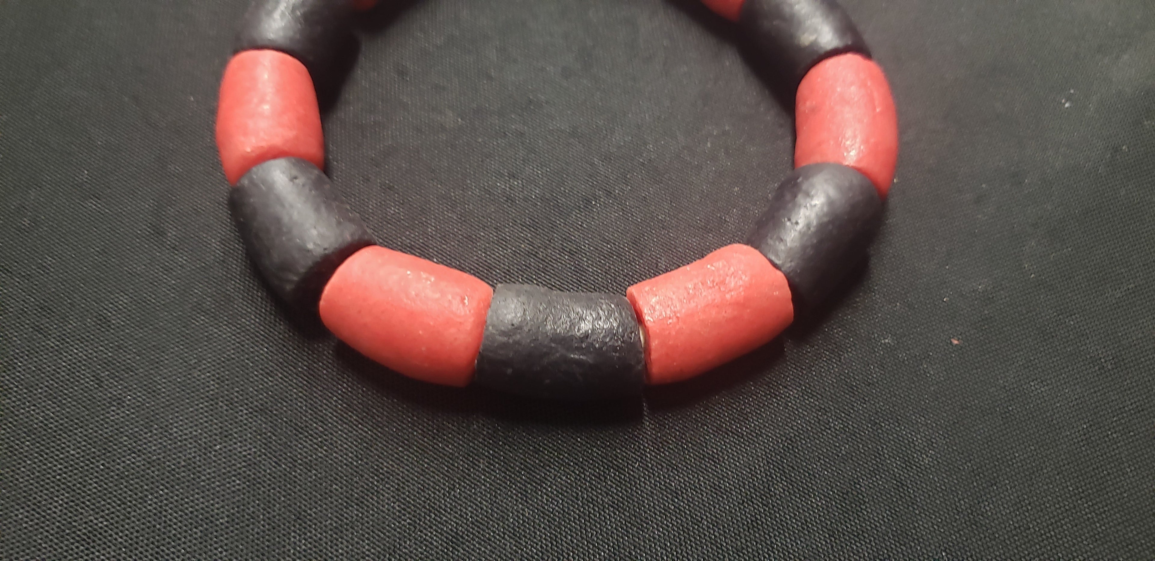 African glass beads, black and red chunky Ghana glass beads for handmade jewelry, beading supplies, AAB# 1453