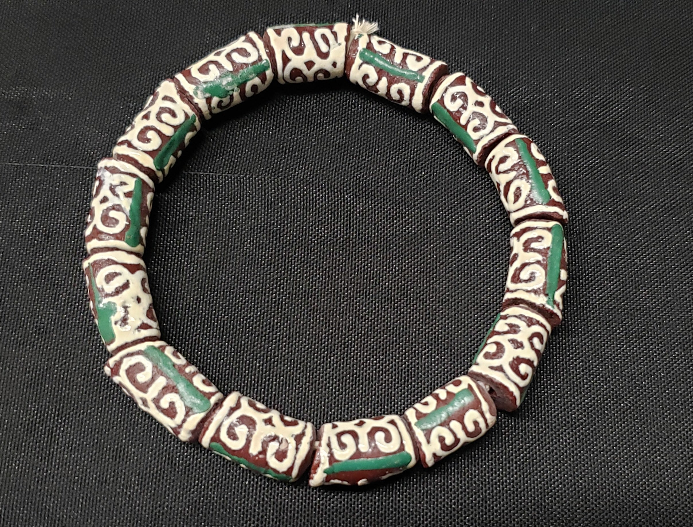 African Glass Beads, Adinkra Glass Beads, 14 Humility and Strength Beads,  AAB# 1657