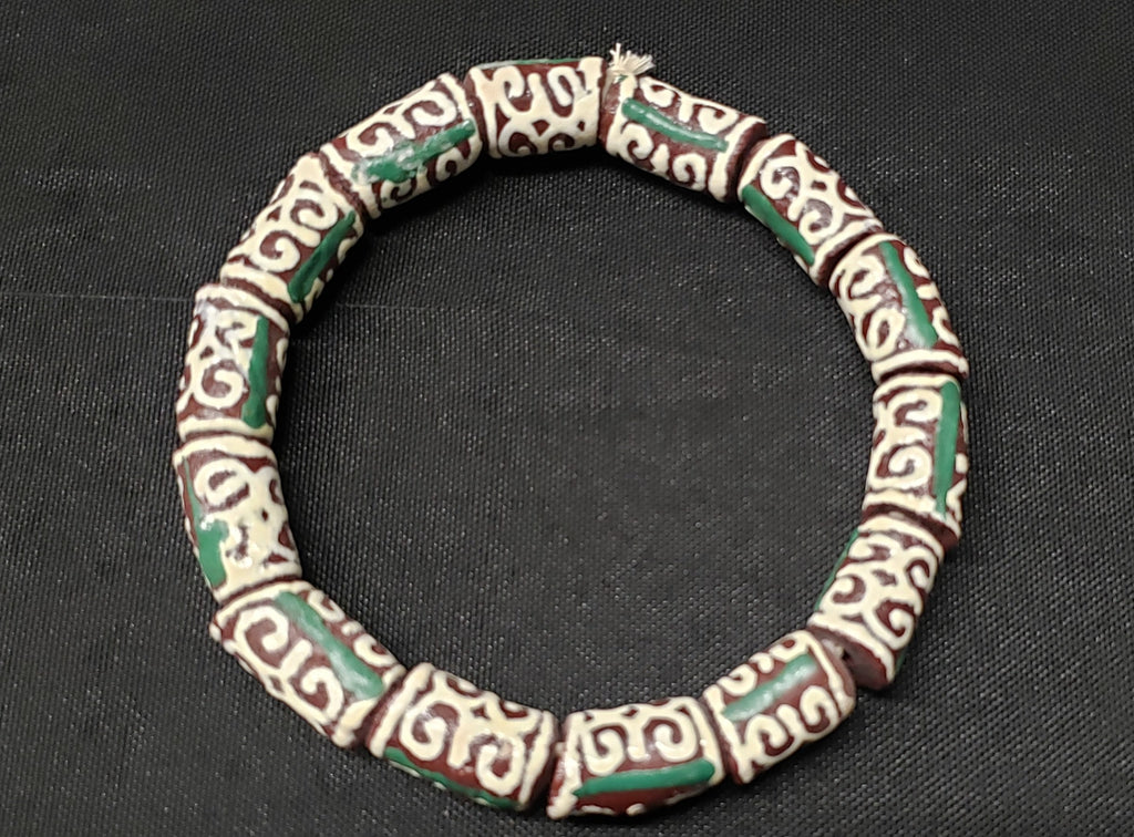 African Glass Beads, Adinkra Glass Beads, 14 Humility and Strength Beads,  AAB# 1657