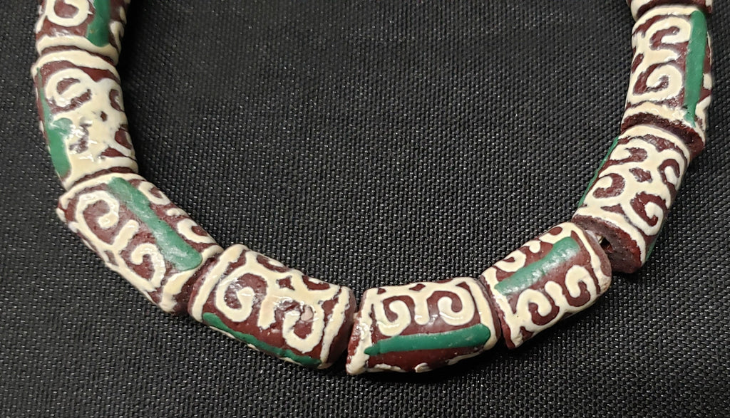 African Glass Beads, Adinkra Glass Beads, 14 Humility and Strength Beads,  AAB# 1657