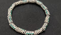 African Beads: 15 Small Adinkra Glass Beads. "Ram Horn"  Meaning Humility and Strength. Ghana Krobo Beads. Green and Cream Beads