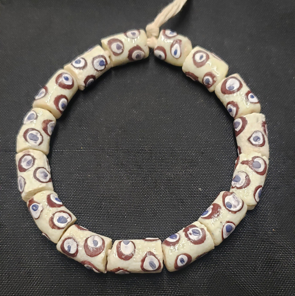 African glass beads, evil eye beads, AAB# 1580