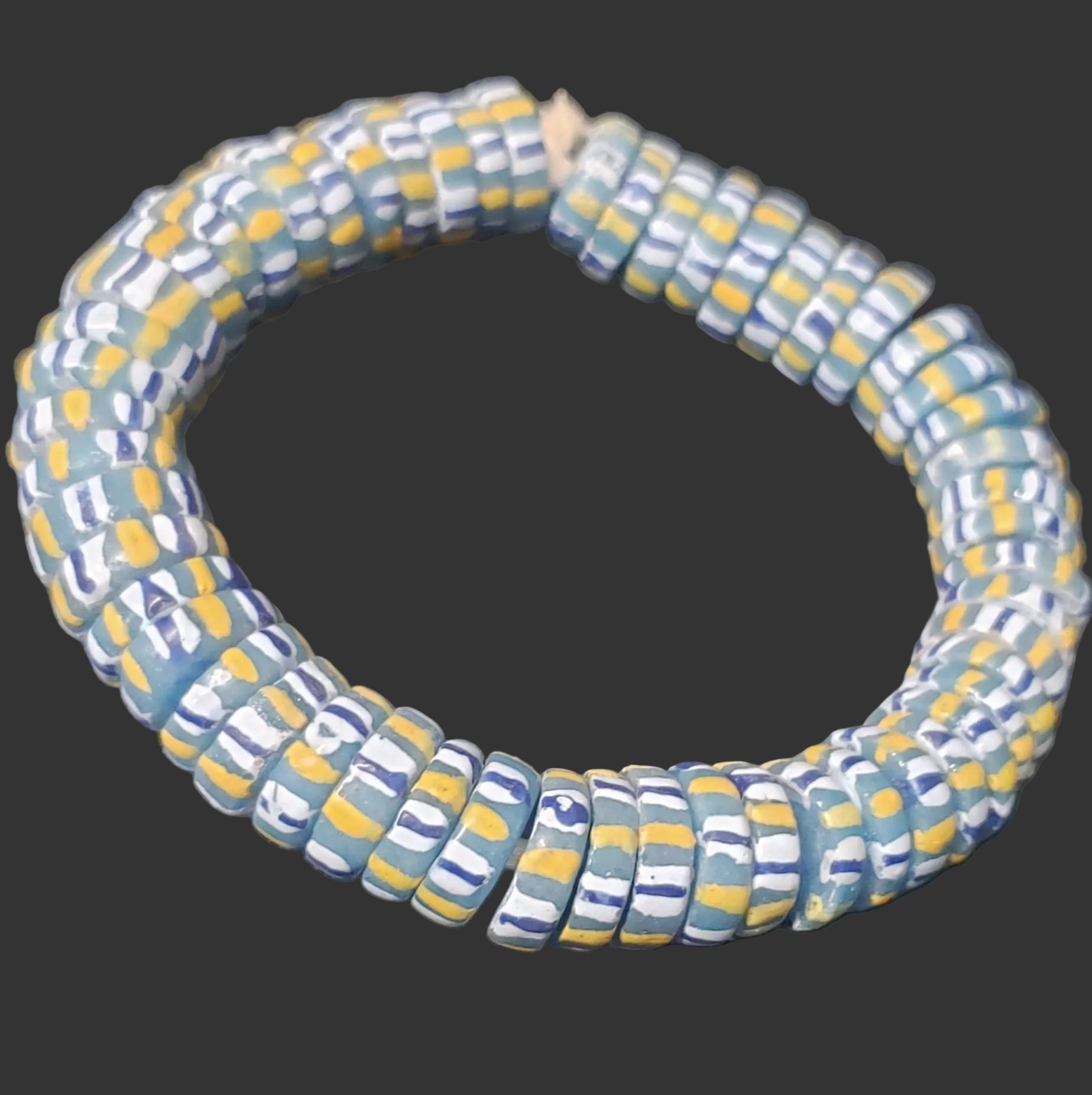 African glass beads, chevron stripped spacer beads