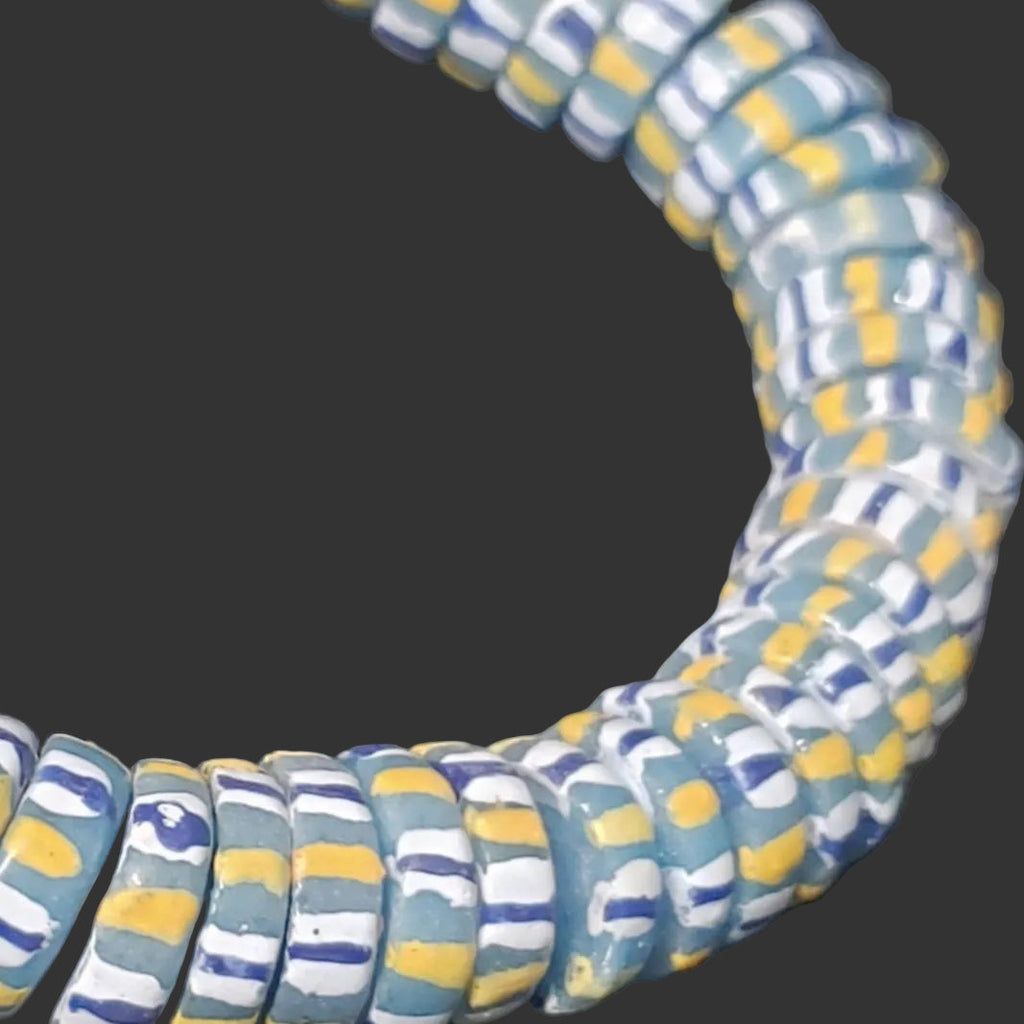 African glass beads, chevron stripped spacer beads