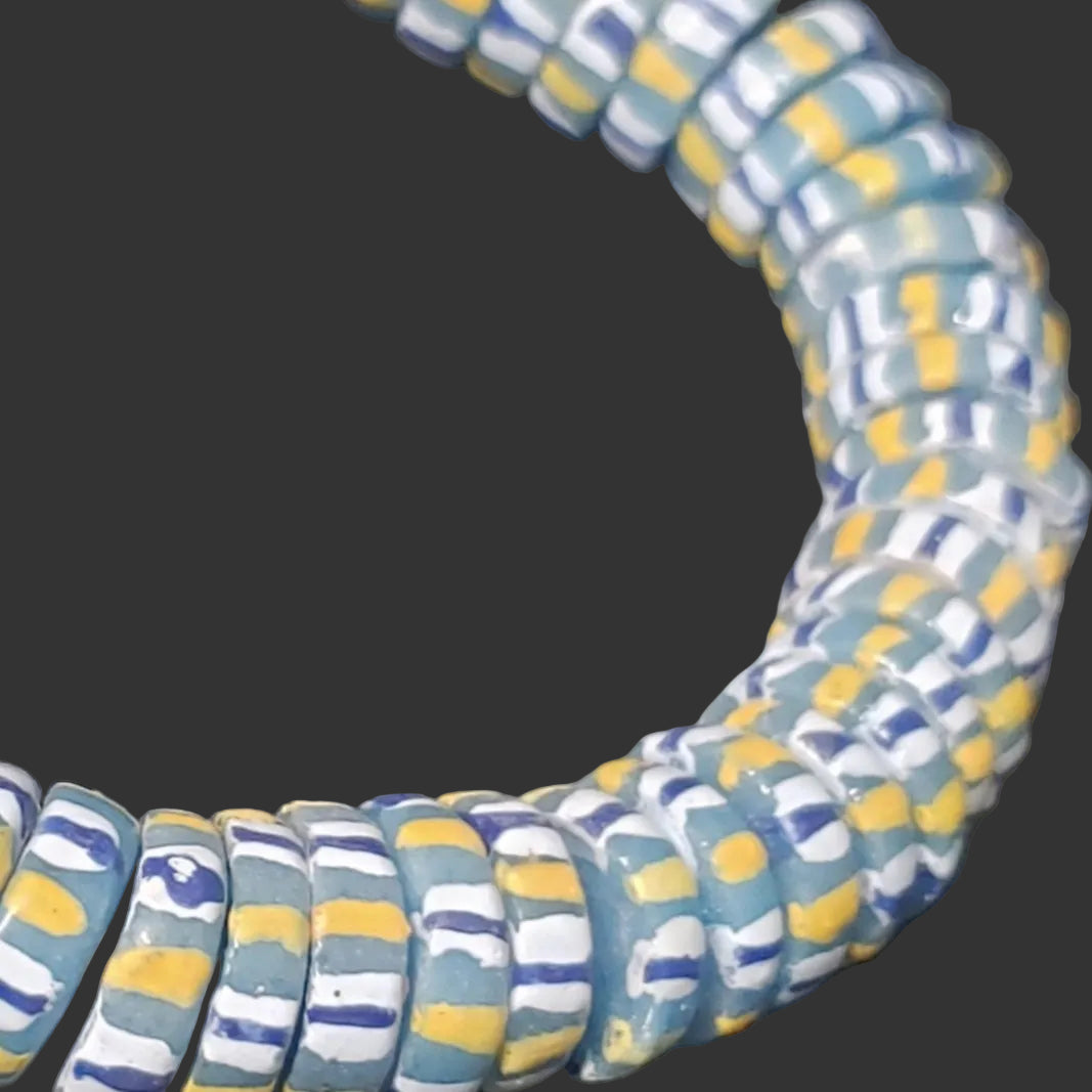 African glass beads, chevron stripped spacer beads