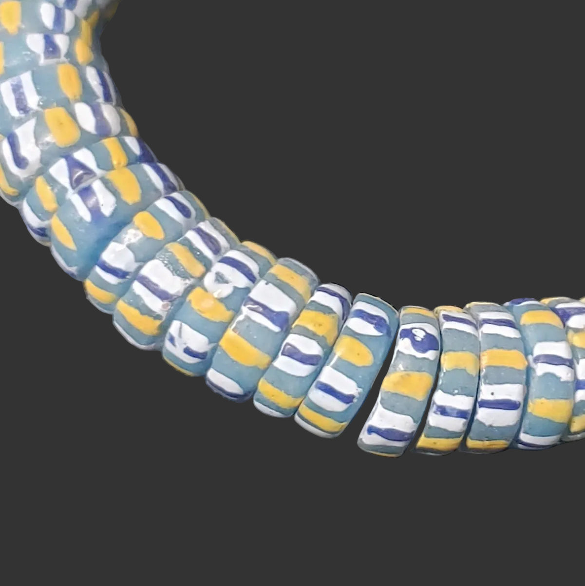 African glass beads, chevron stripped spacer beads