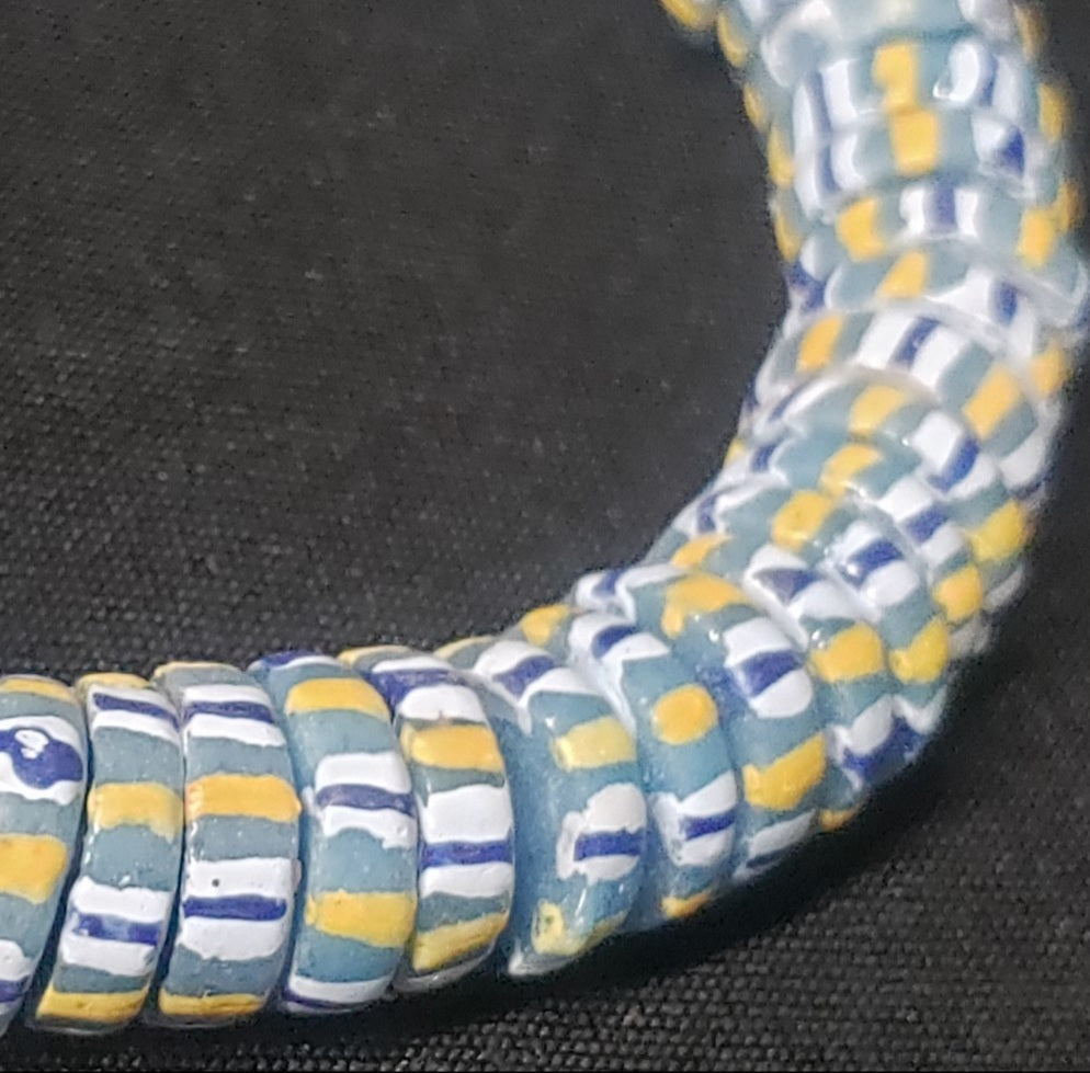 African glass beads, chevron stripped spacer beads