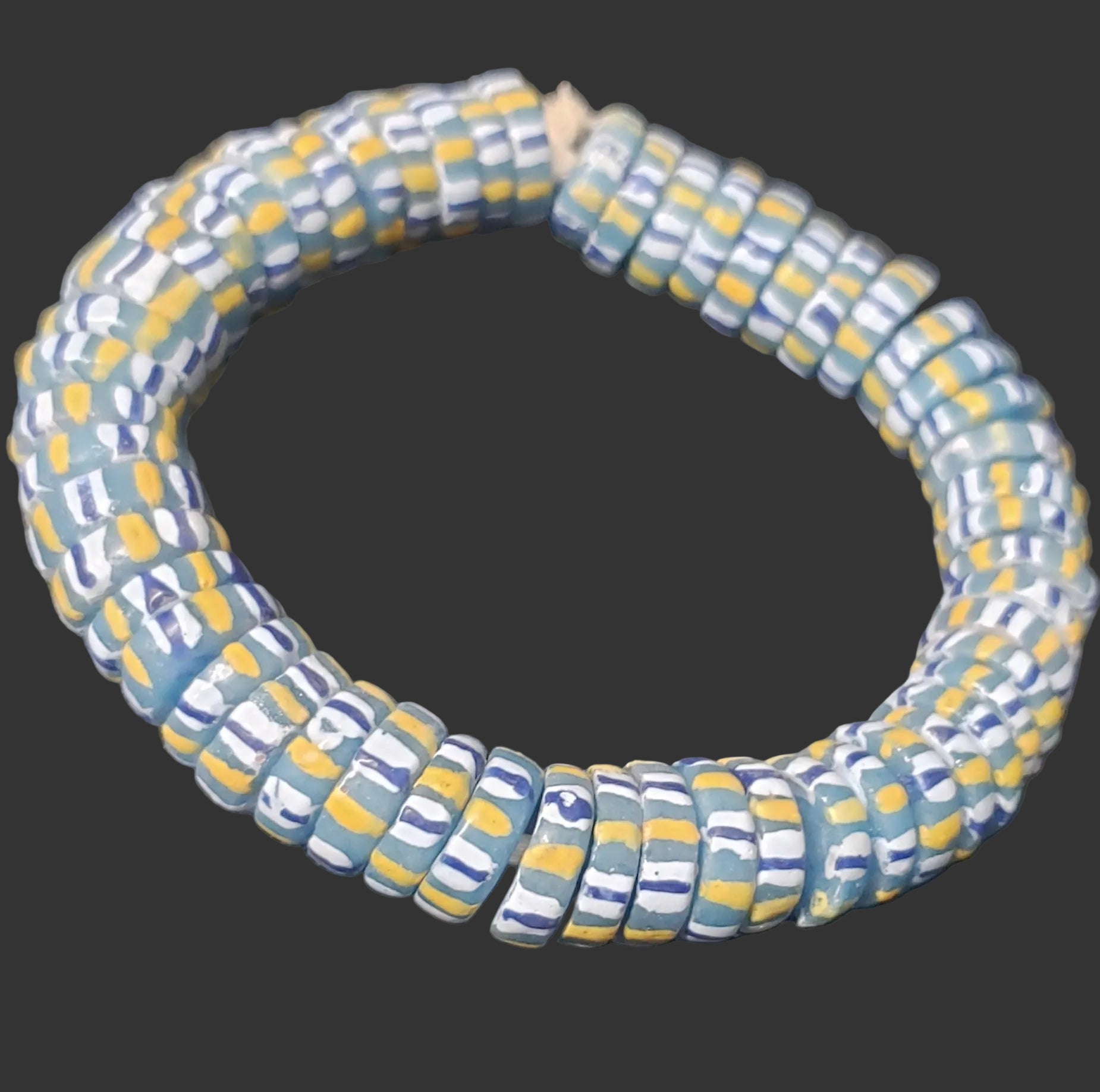 African glass beads, chevron stripped spacer beads