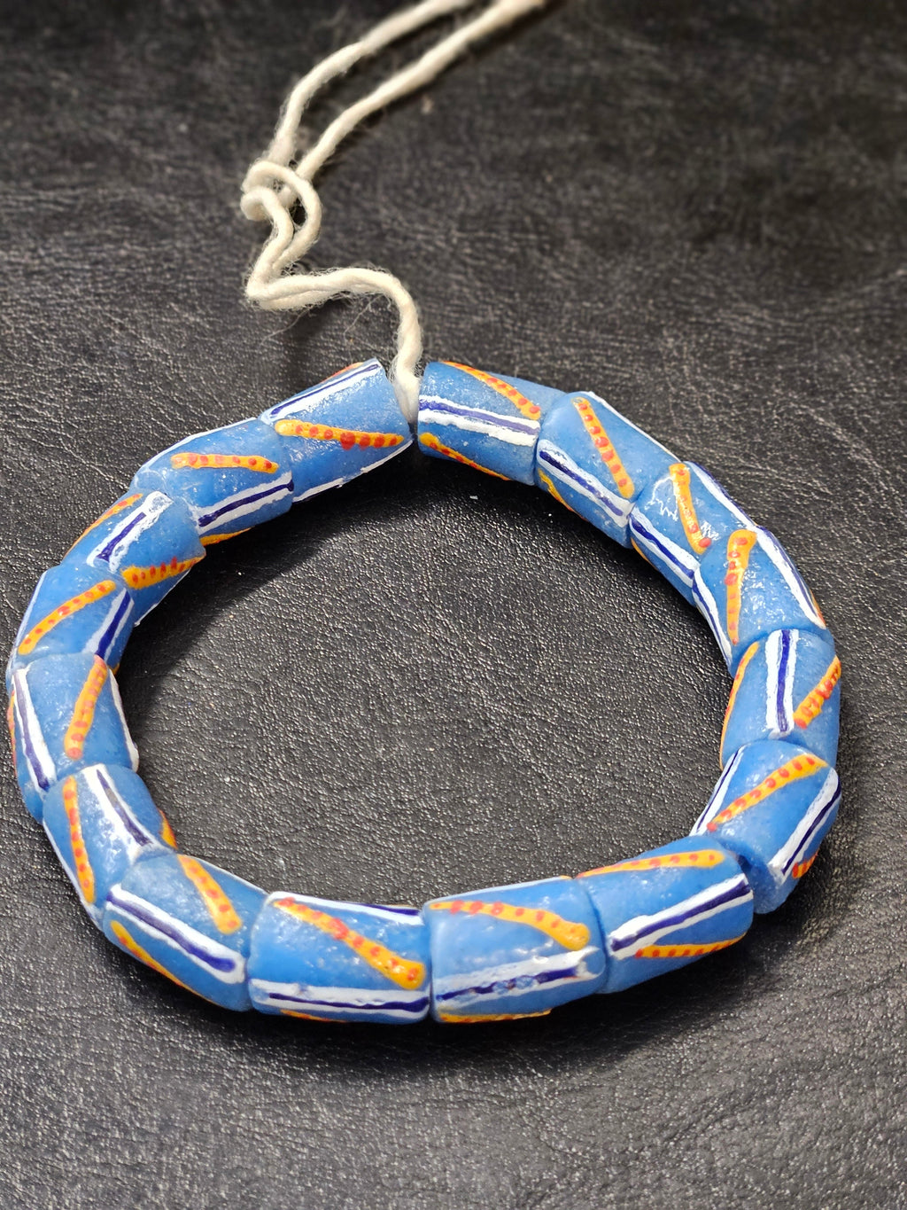 Painted African Recycled Glass Beads - Medium Tube Beads #1310