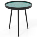 20 Inch Mid-century Modern Coffee End Table with Sea Shell Decoration-Green