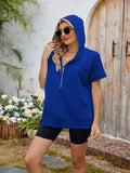 Half Zip Short Sleeve Hooded Top