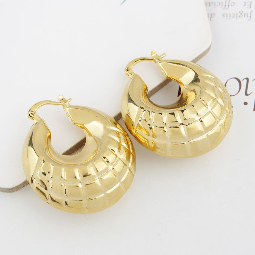 RMZ GOLD NYC 14k Gold Puffy Bamboo Nugget Hoop Earrings