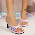 Open Toe Flare High Heels Sandals