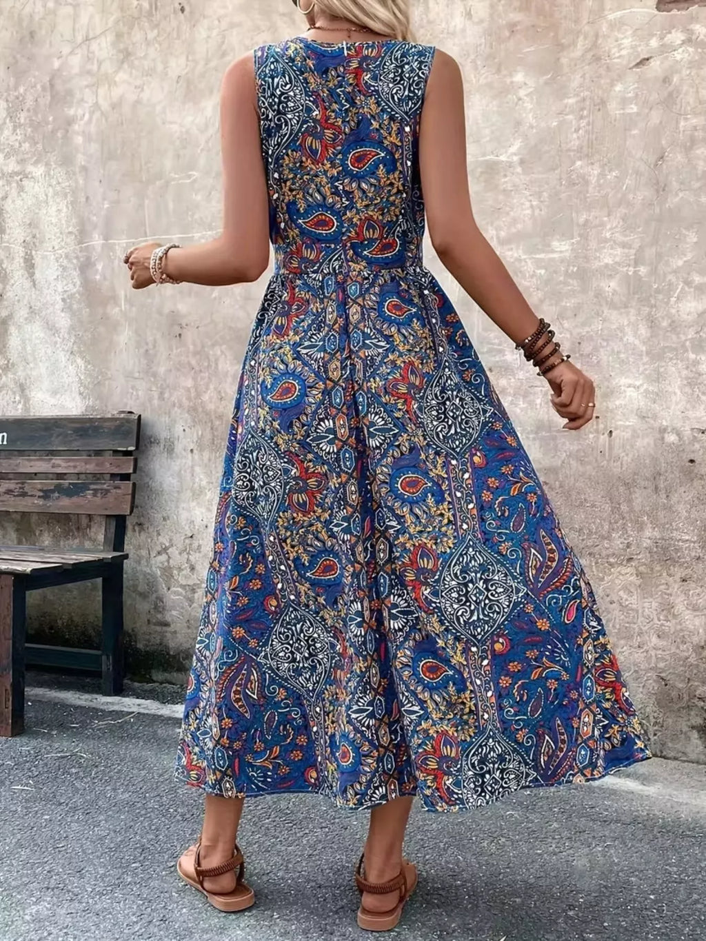 Paisley Print Sleeveless Romper with Long Top