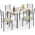 5 Pieces Wood Metal Dining Table Set with 4 Chairs-Natural