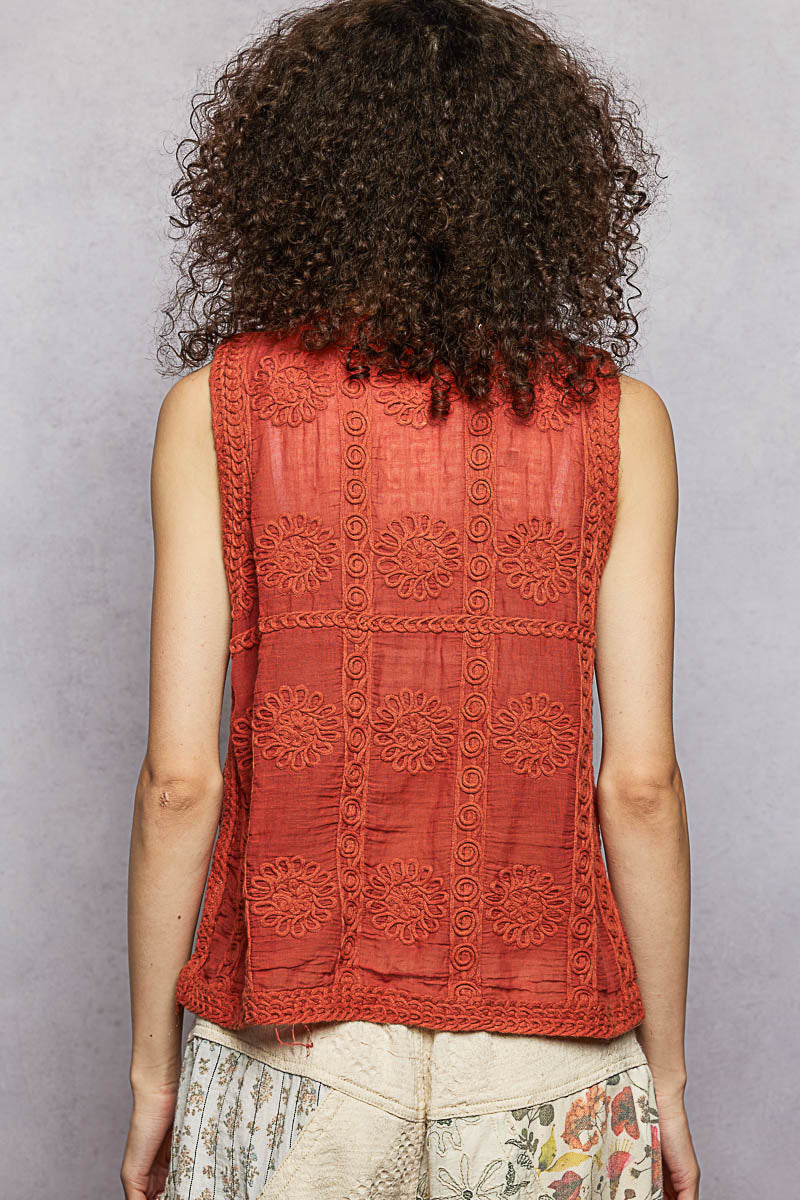 POL Button Down V-Neck Sweater Vest Shirt