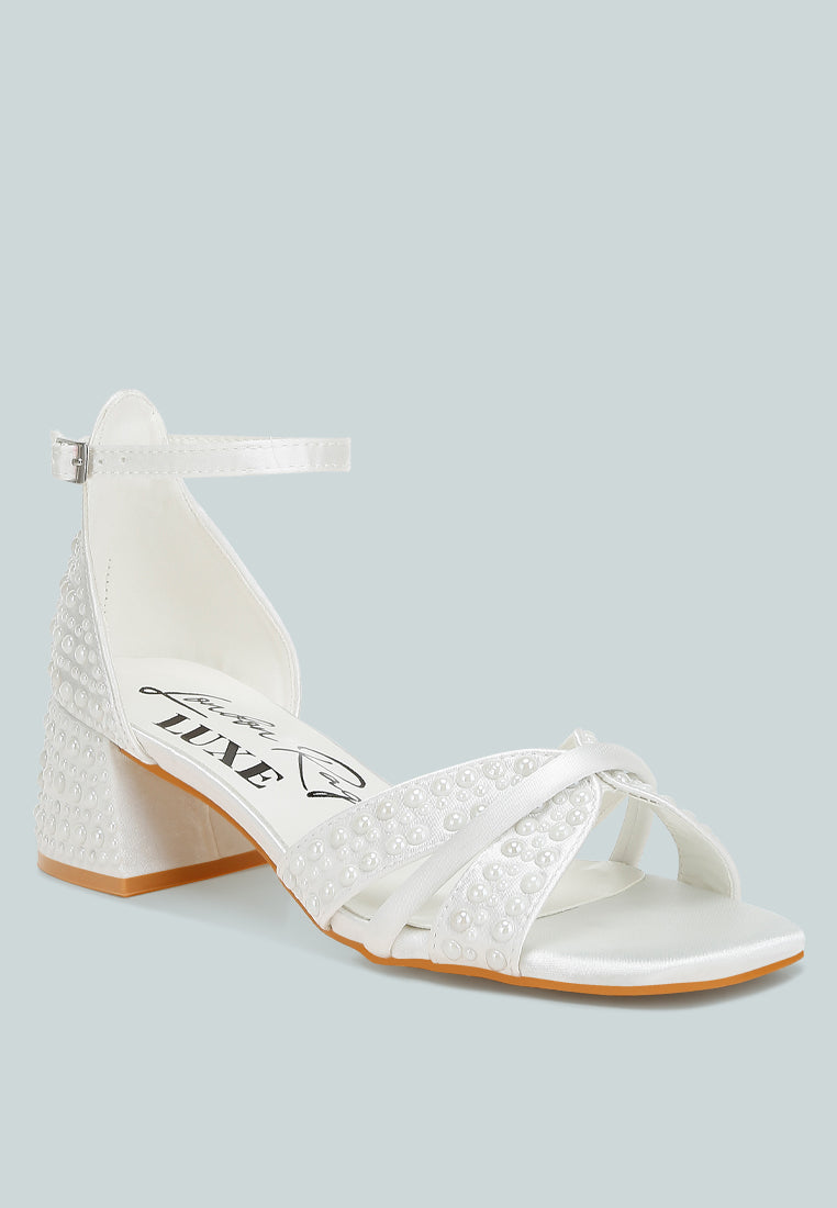 Cinnabon Pearl Embellished Strappy White Dress Sandals