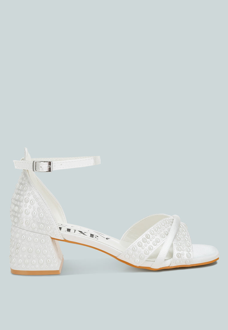 Cinnabon Pearl Embellished Strappy White Dress Sandals