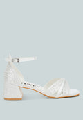 Cinnabon Pearl Embellished Strappy White Dress Sandals