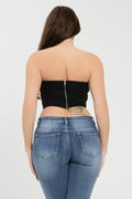 Front Fold-over Color Contrast Tube Top