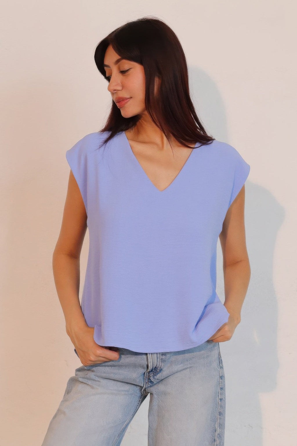 Matte Crepe Low Back Loose Top