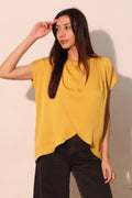 Washed Poly Silk Tulip Tunic Top