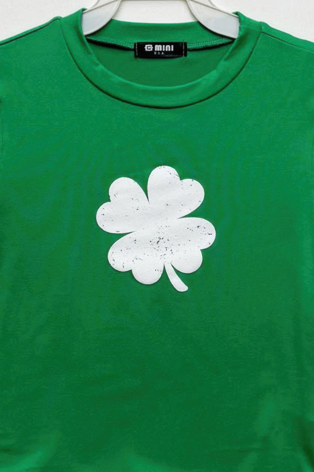 Four Leaf Clover Graphic Print Cotton Top