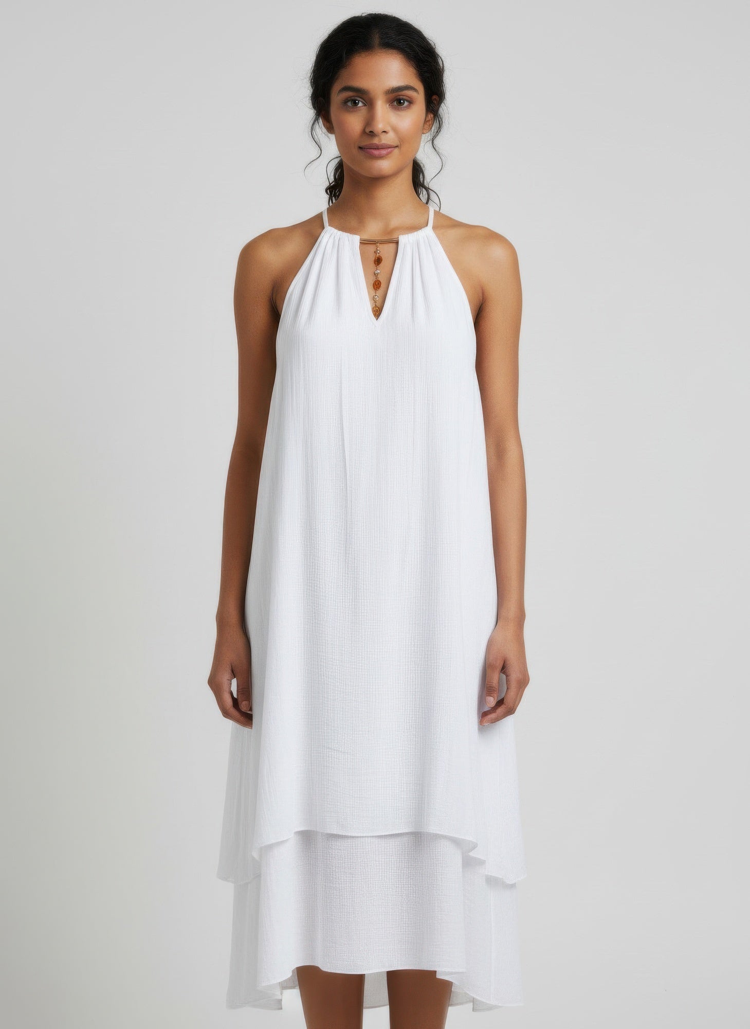 Solid Color Sleeveless Dress
