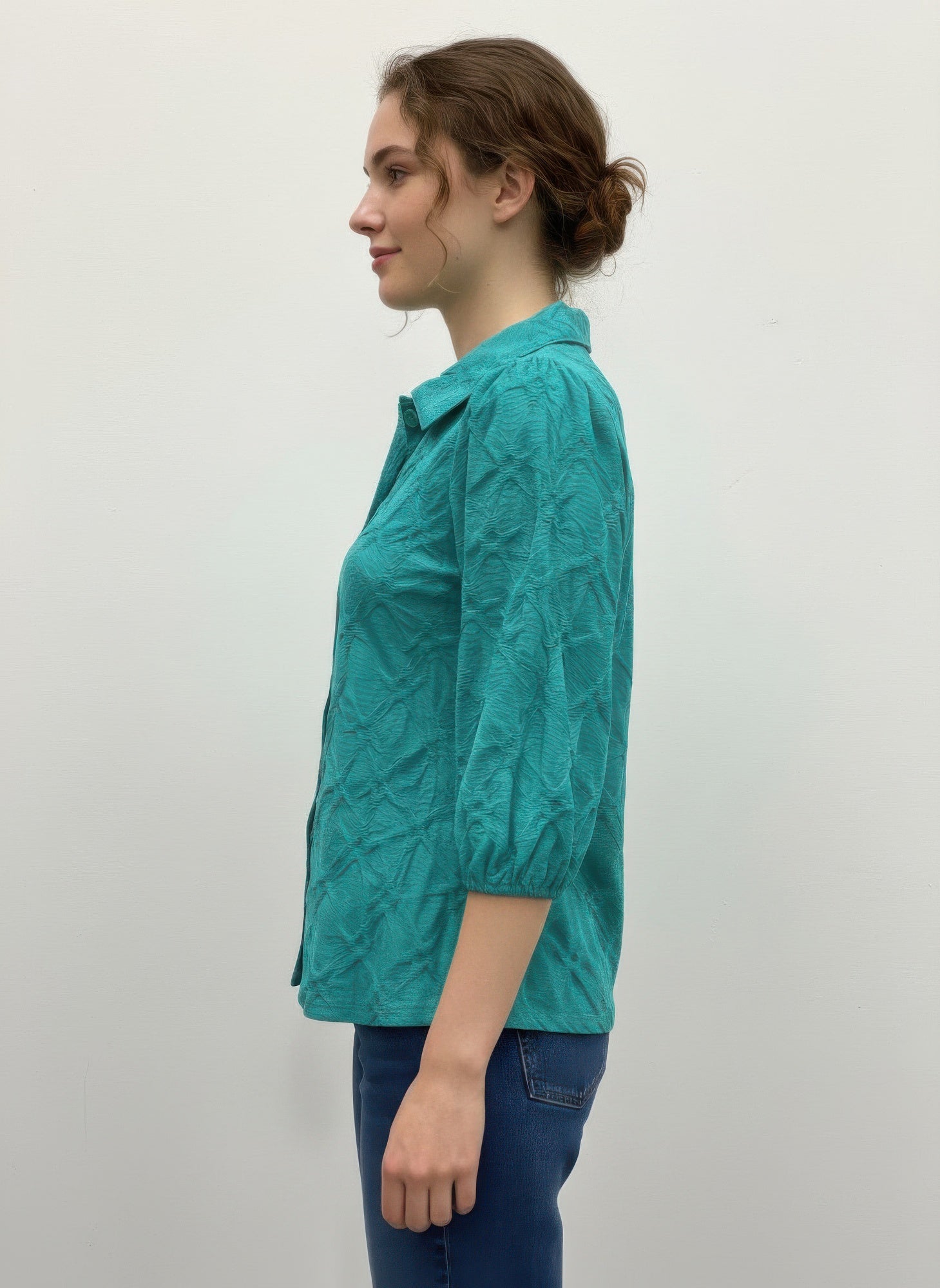 Solid Color 3/4 Sleeve Blouse