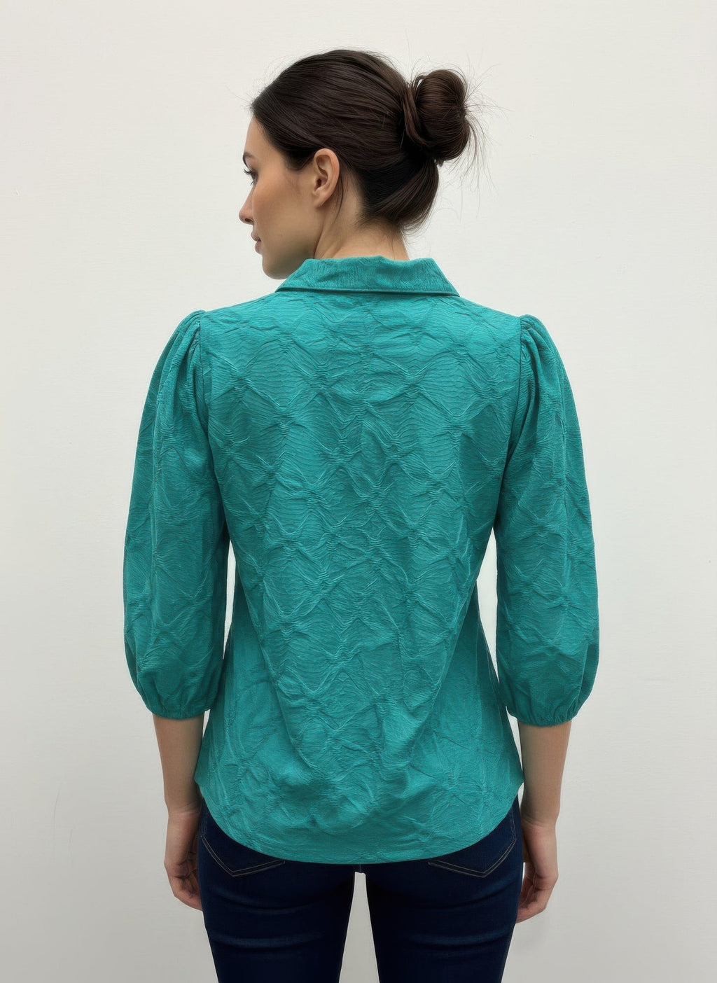 Solid Color 3/4 Sleeve Blouse