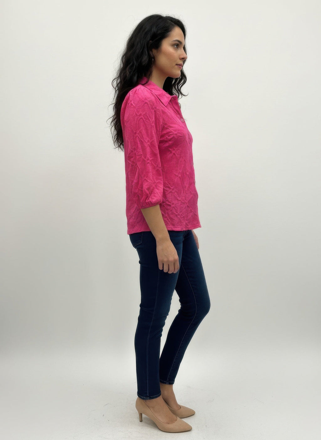 Solid Color 3/4 Sleeve Blouse