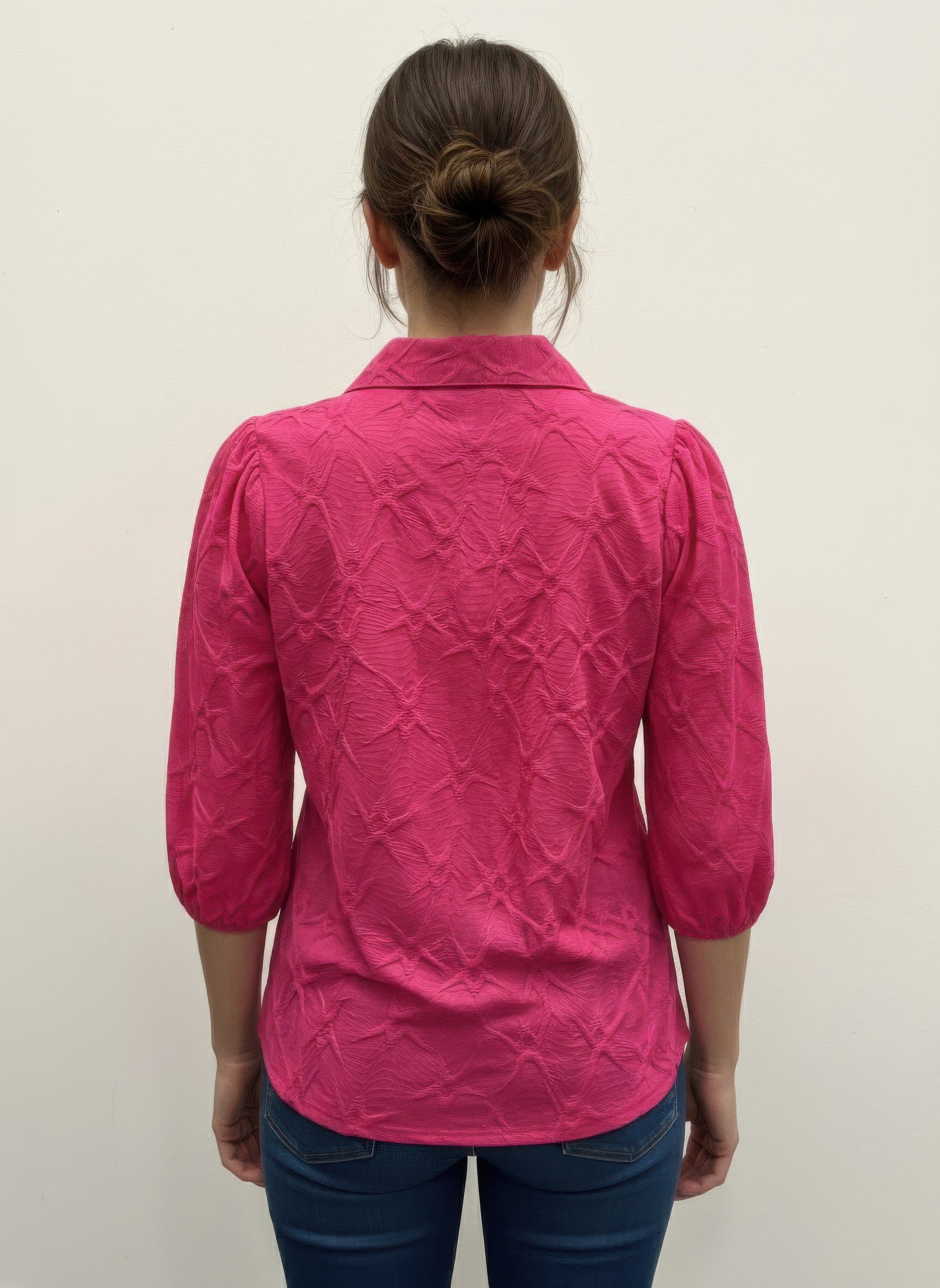 Solid Color 3/4 Sleeve Blouse