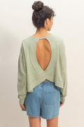 Cross Detail Open Back Long-sleeve Top