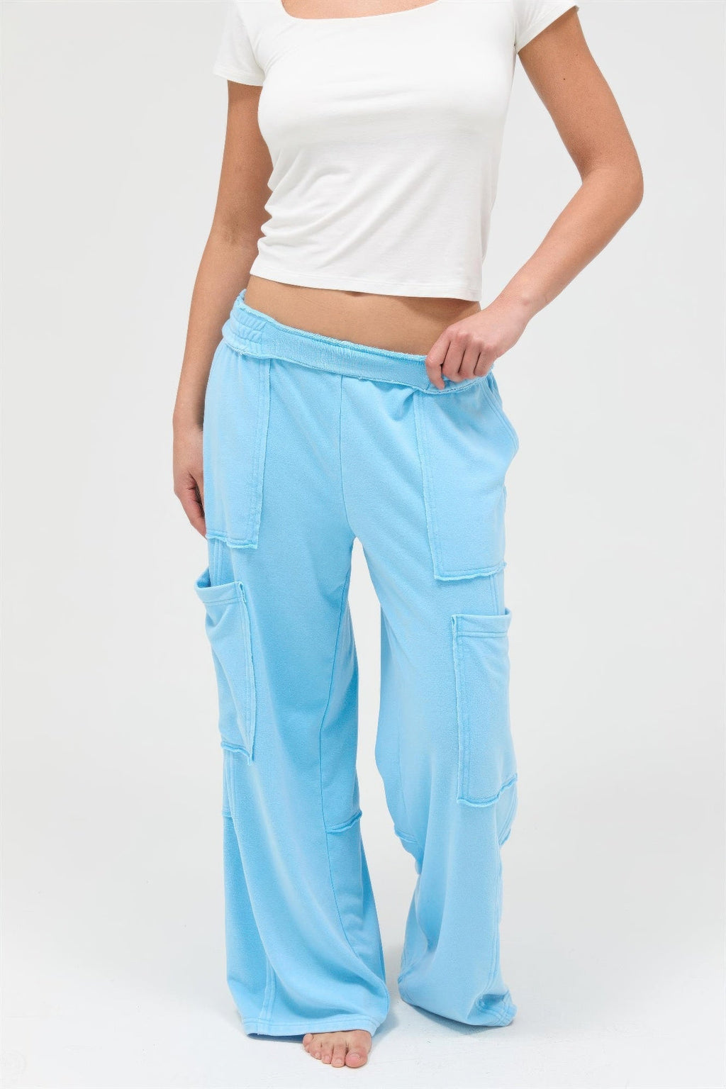Mineral Wash Wide Leg Cargo Pants