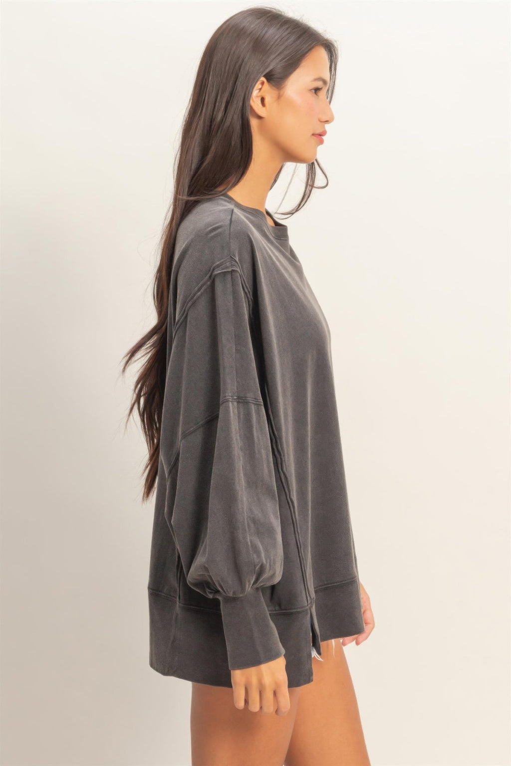 Oversized Seam Detail Long Sleeve Top