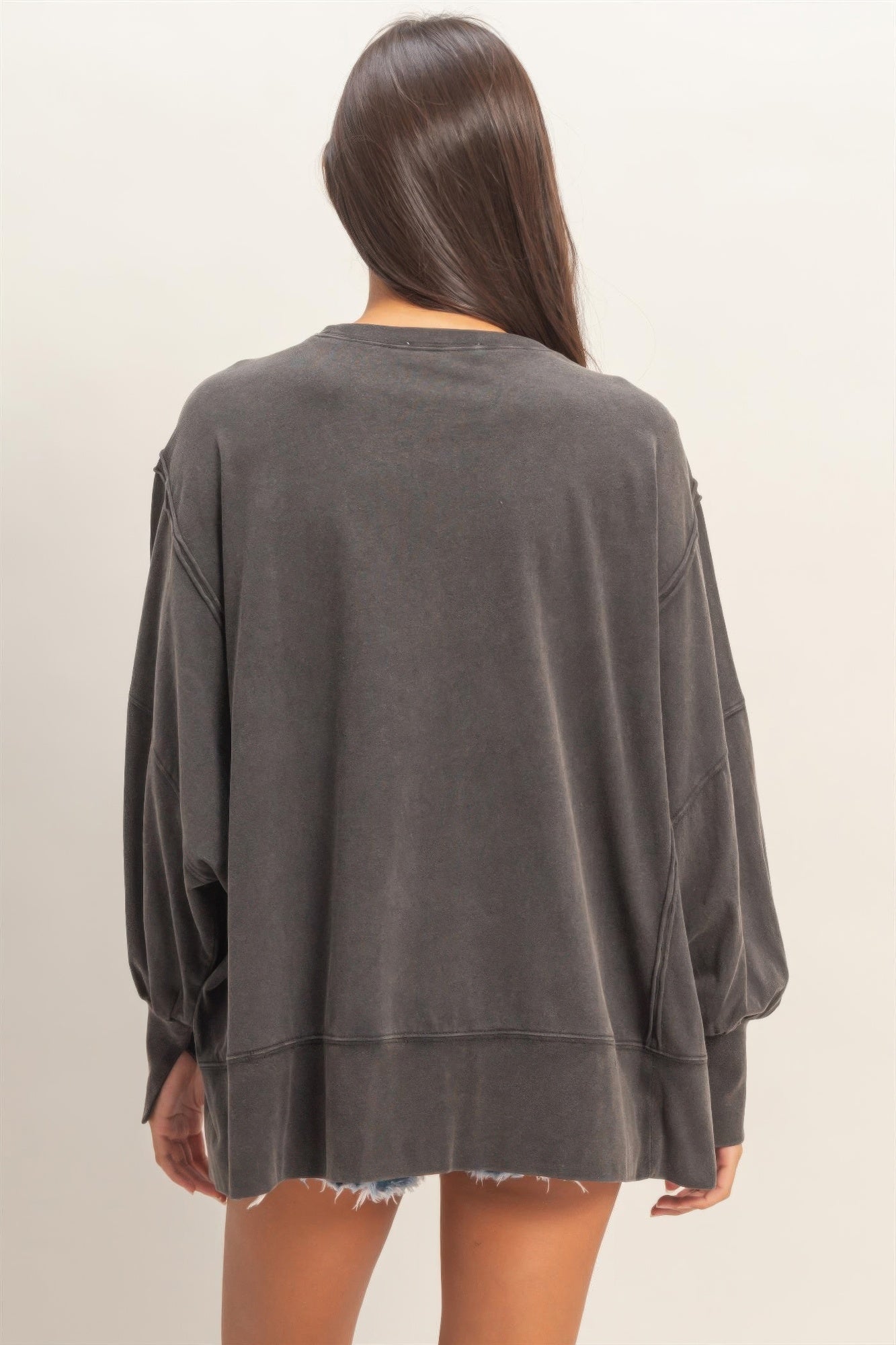 Oversized Seam Detail Long Sleeve Top
