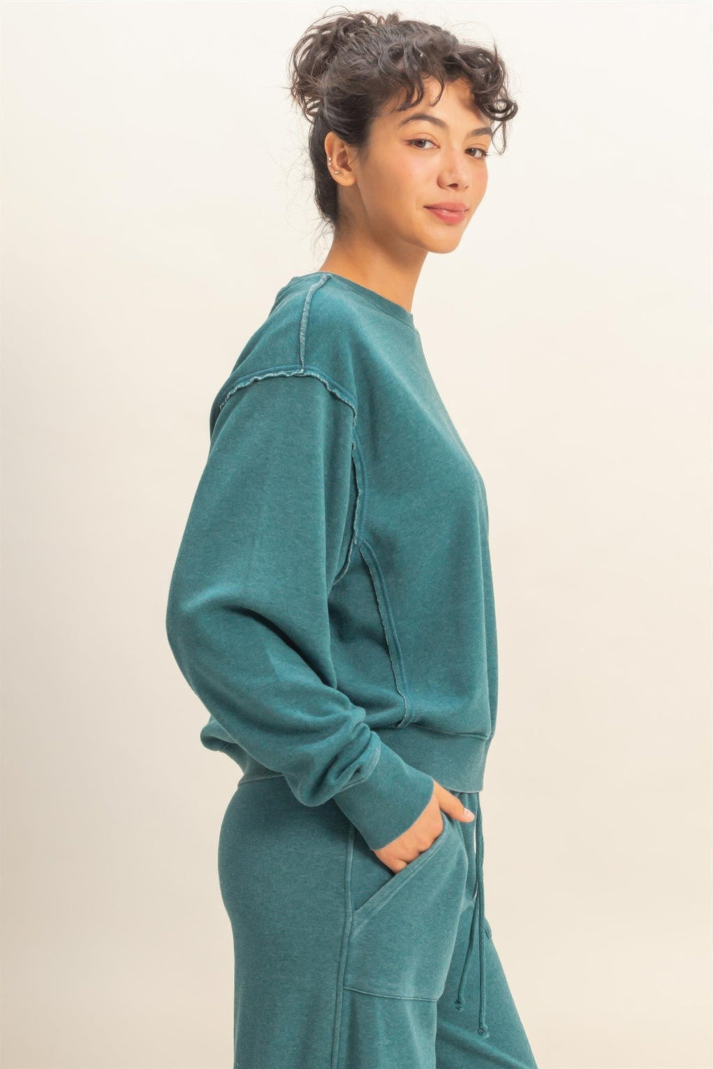 Raw Edge Detail Burnout Sweatshirt
