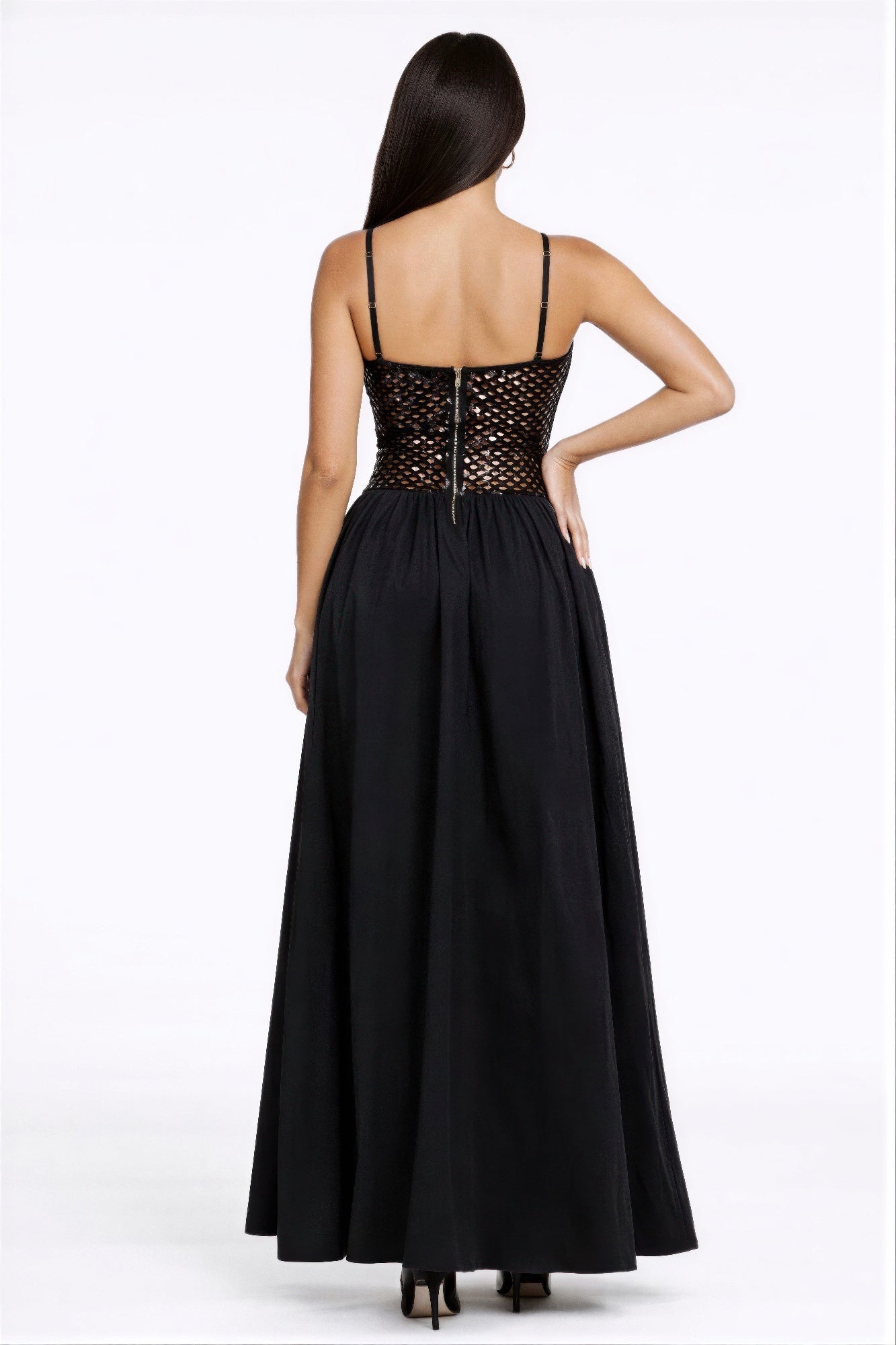 Netted Sequin Maxi Dress