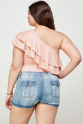 Plus Size Ditsy Floral One Shoulder Bodysuit