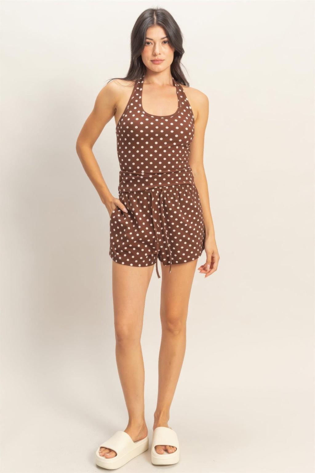 Polka Dot Drawstring Shorts
