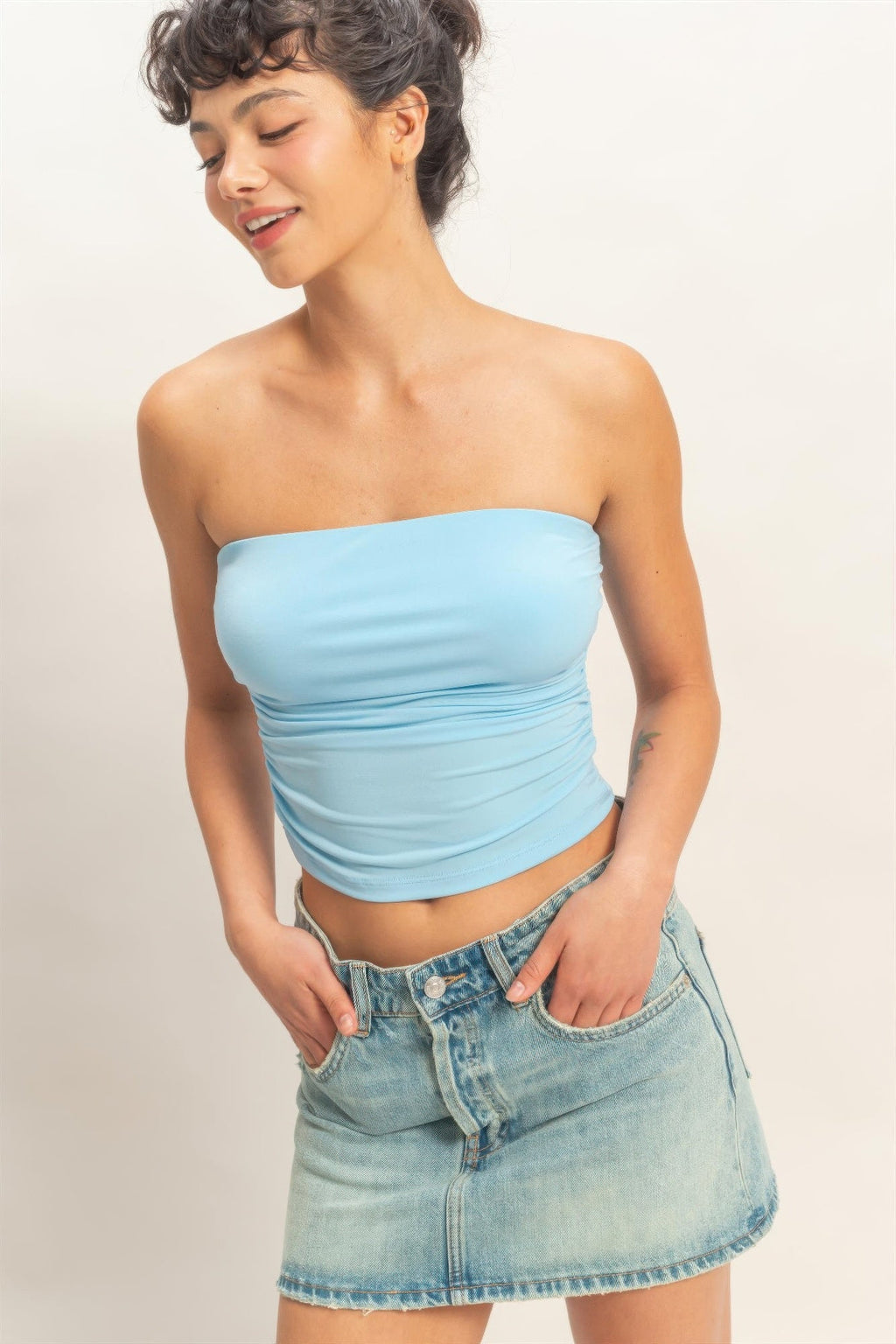 Ruched Bandeau Tube Top