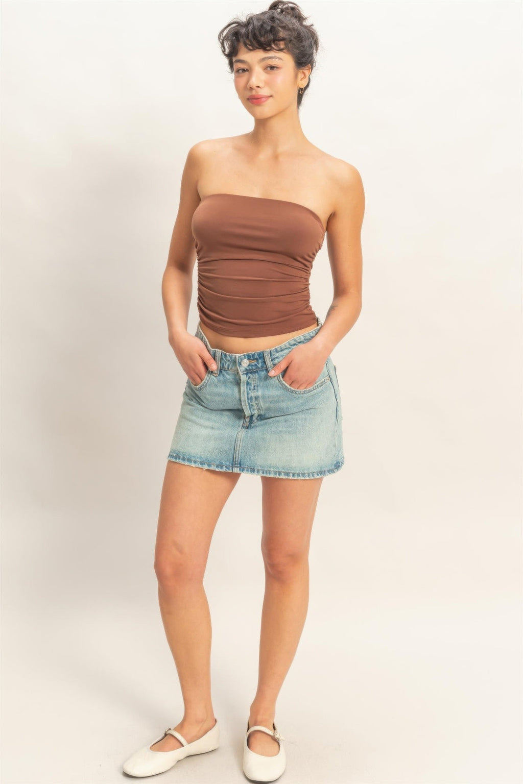 Ruched Bandeau Tube Top